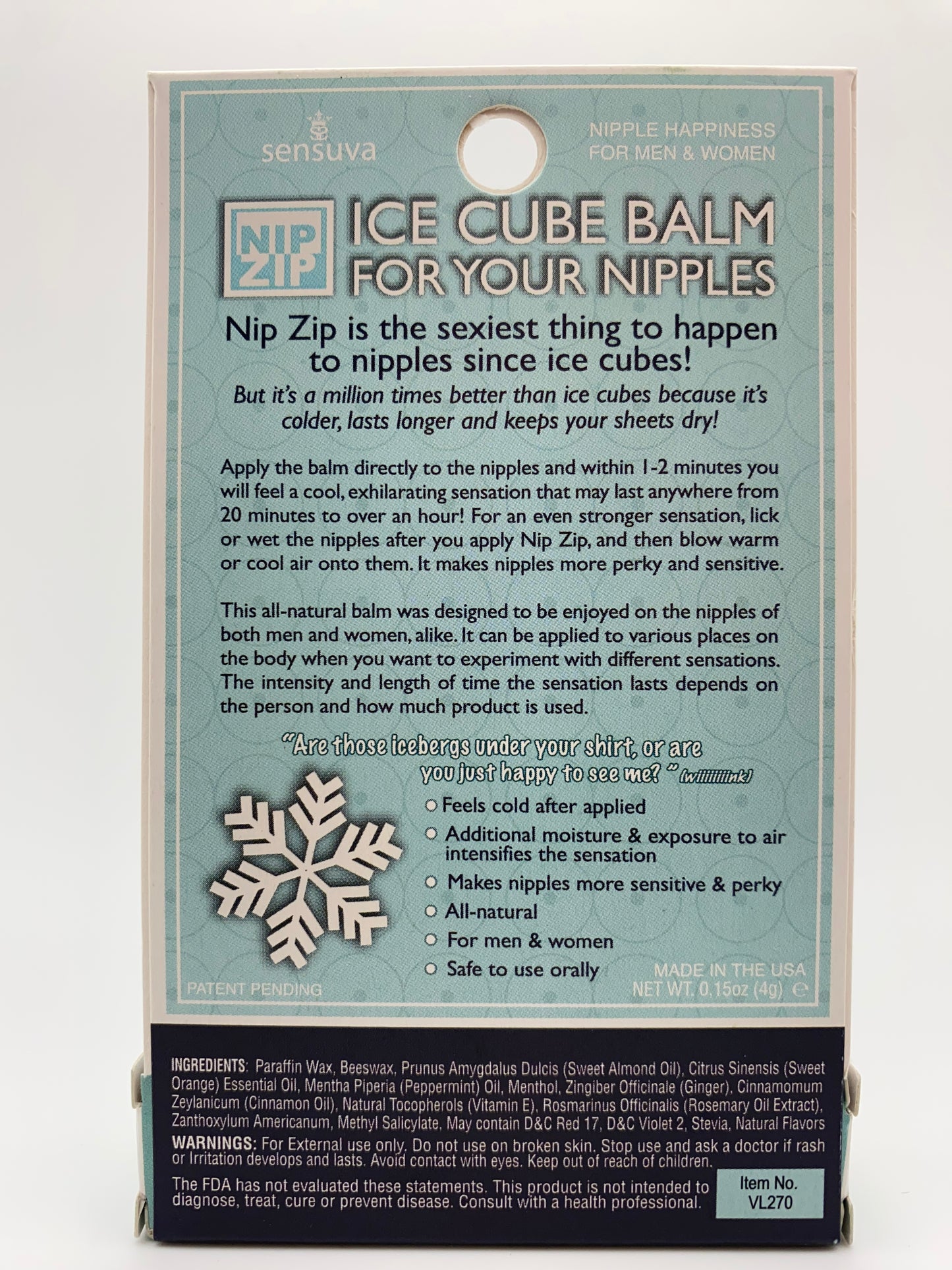 Nip Zip Ice Cube Nipple Balm Strawberry Mint Tube Carded