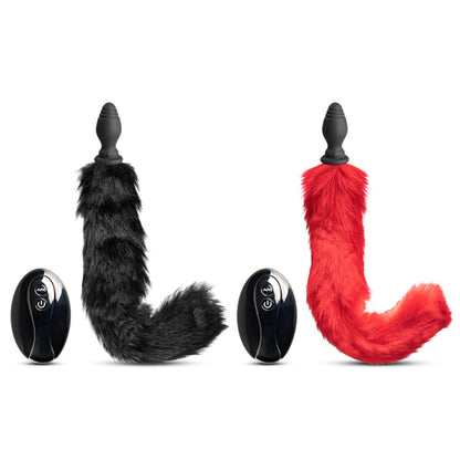 10 Speeds Black Tail Remote Control Rechargeable Vibrating Butt Plug