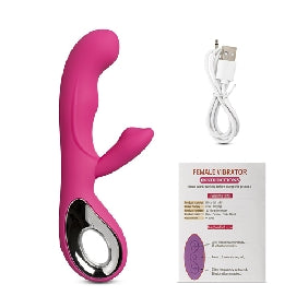 10-Speed Rose Red Rechargeable Silicone Vibrator