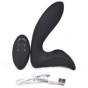 12 Speeds Remote Control Rechargeable Black Silicone  Massager